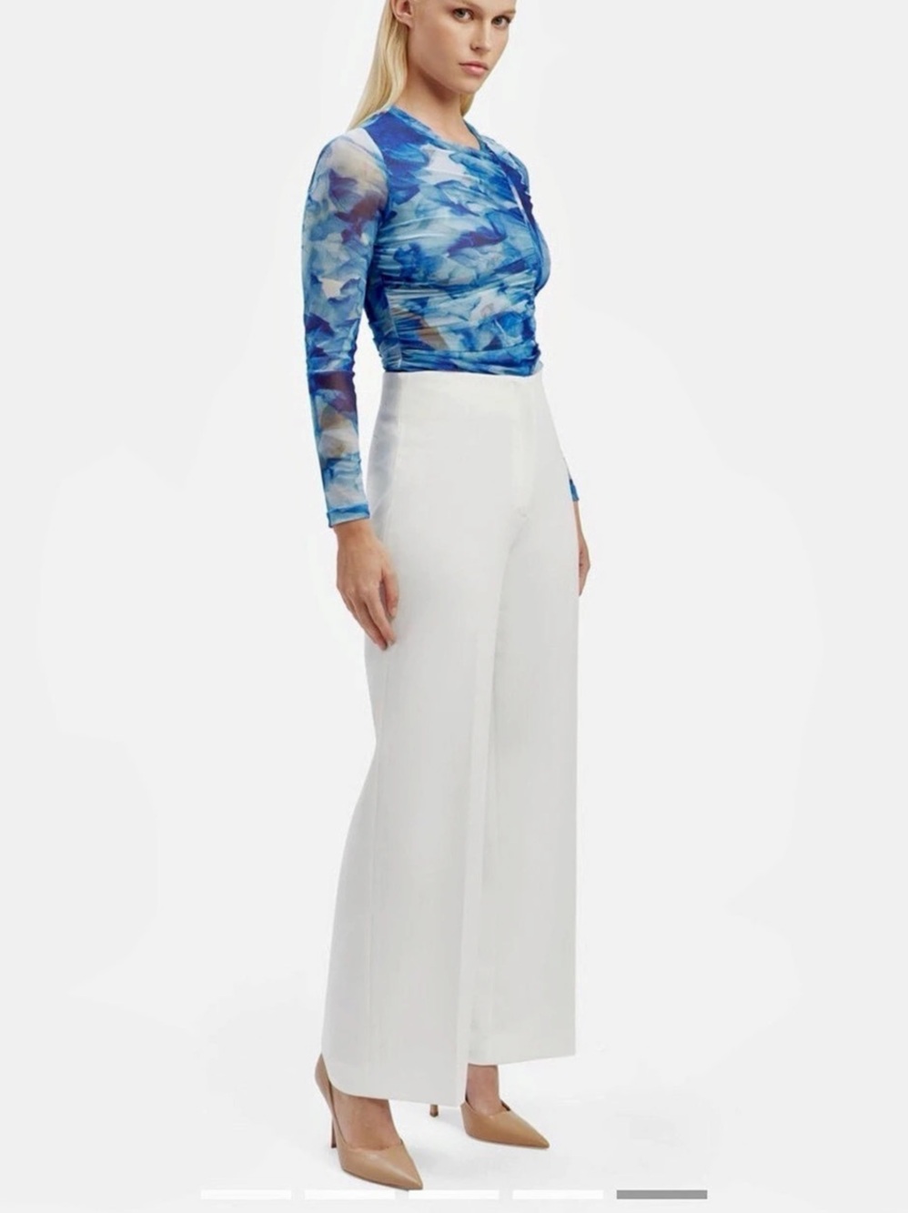 NWT Bardot Anna Mid Waist Tailored Pant Wide Leg White Pants